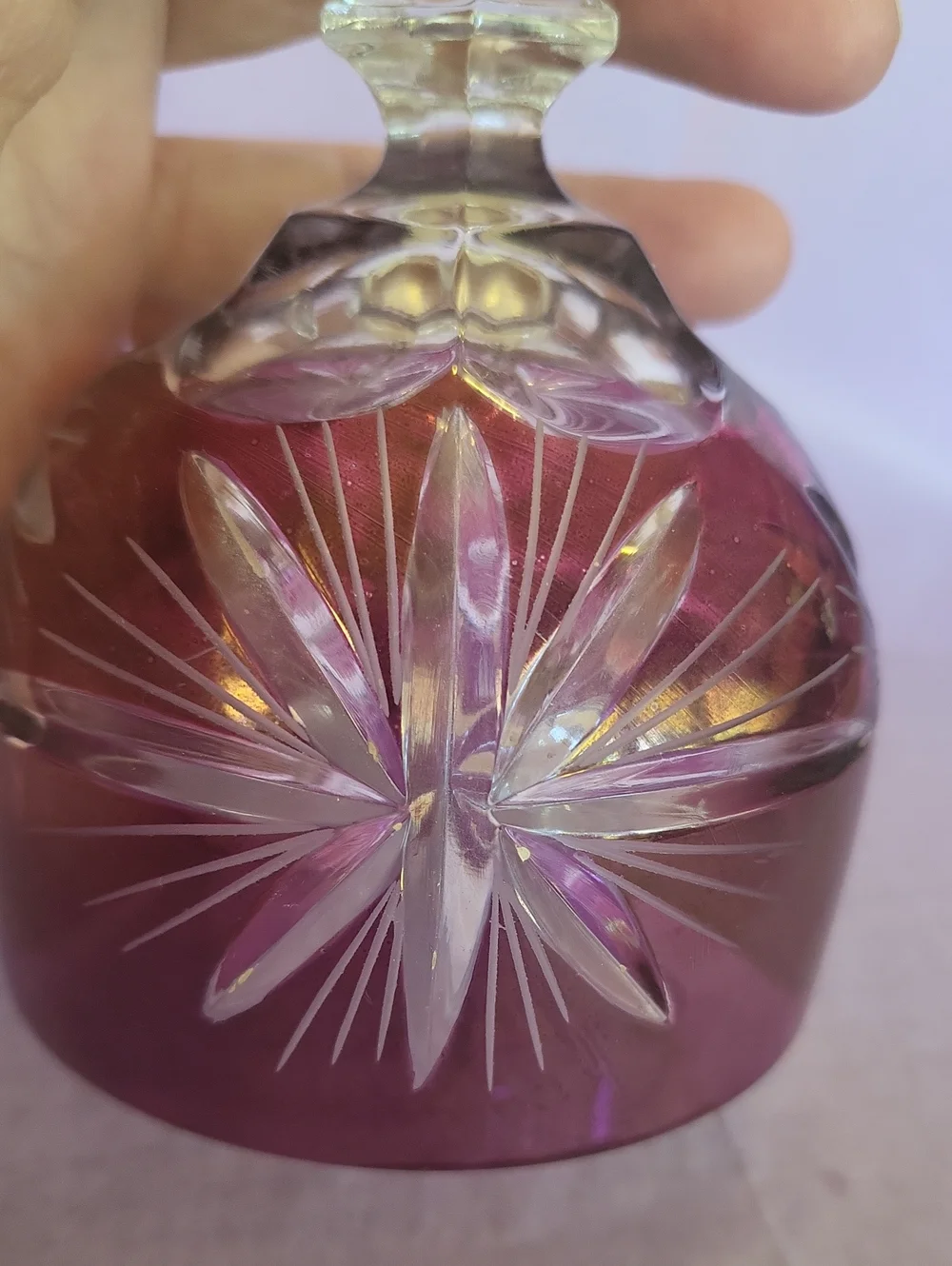 Vintage 60'-70's Lead Crystal Etched BLEIKRISTALL Cranberry Bell